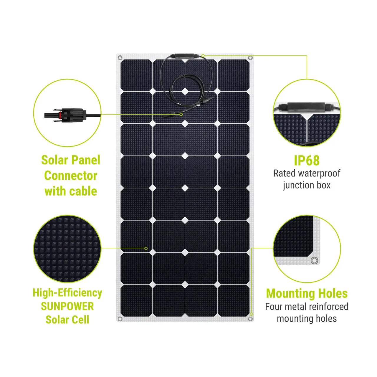 Newpowa - 100W Lightweight 12V Mono Semi-Flexible Solar Panel Unaka Gear Co.