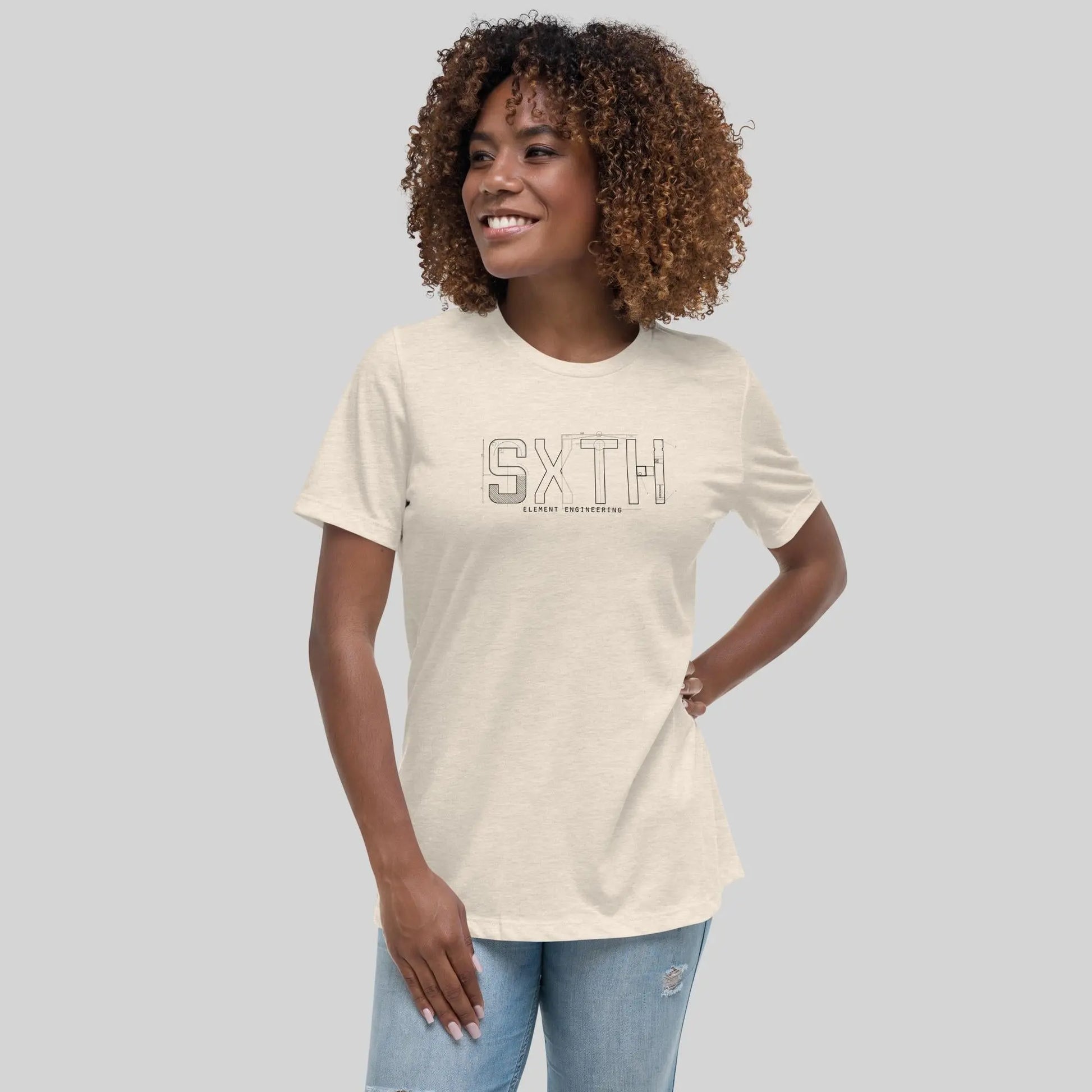 Women's Relaxed Dark Print Diagram T-Shirt SXTH Element