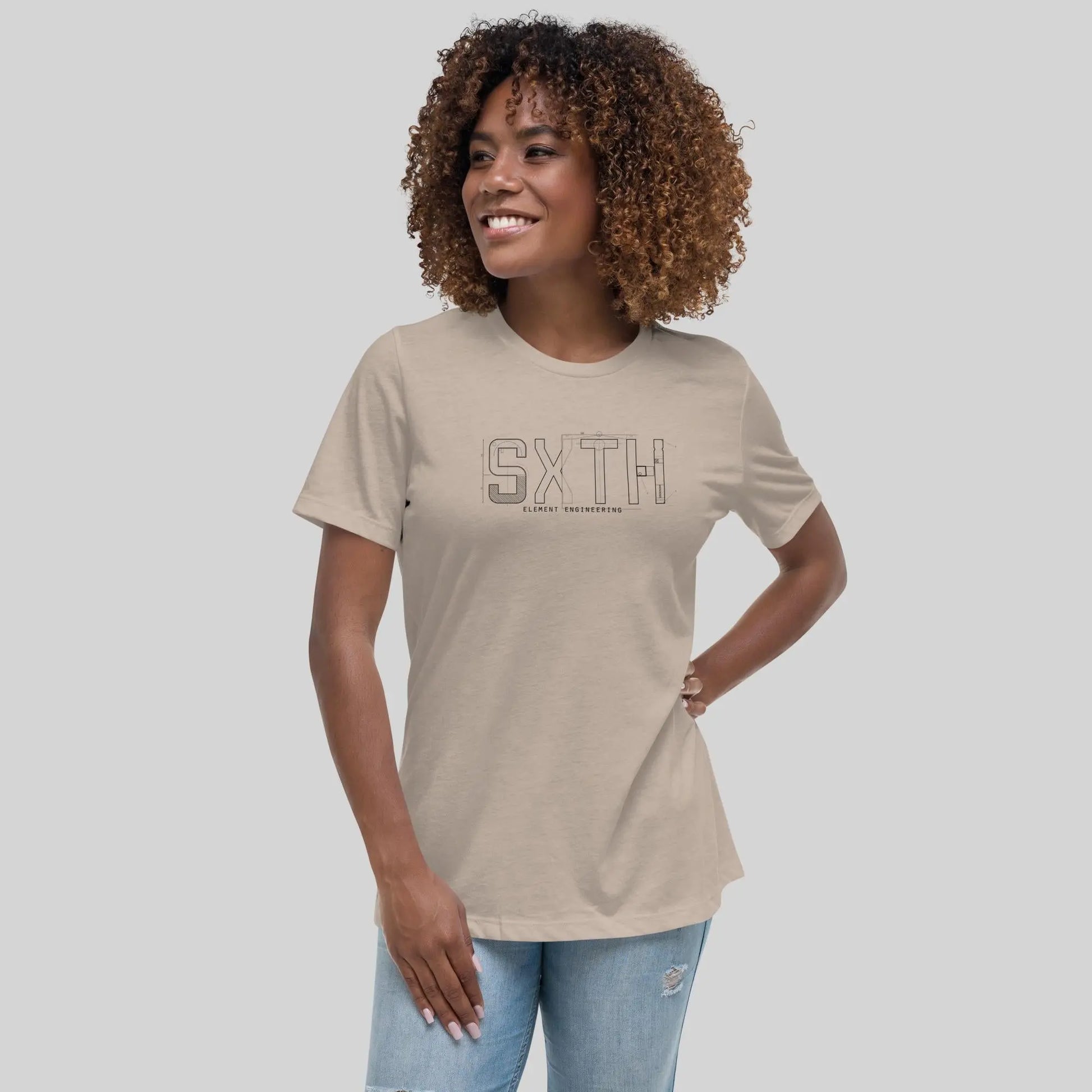 Women's Relaxed Dark Print Diagram T-Shirt SXTH Element