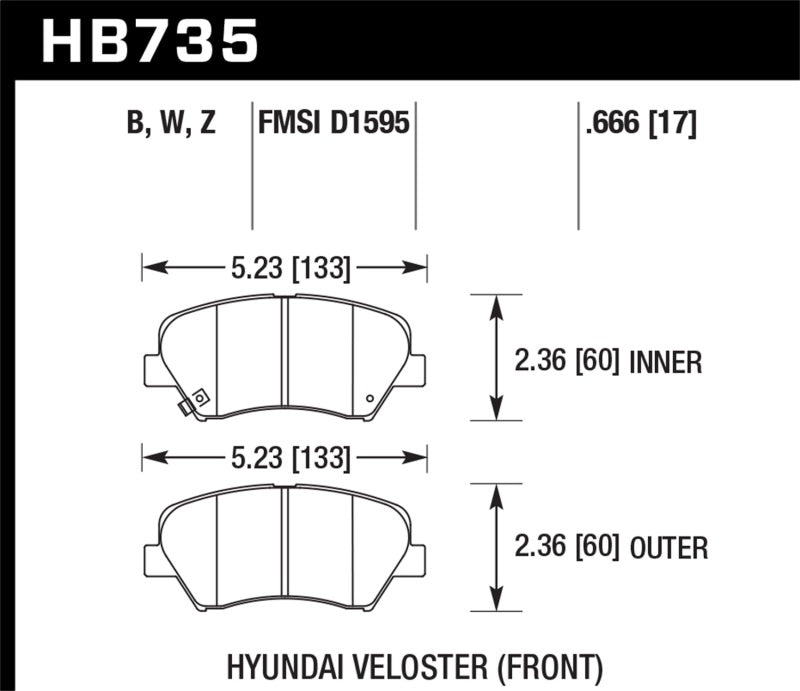 Hawk 12-15 Hyundai Veloster / 13-15 Hyundai Elantra DTC-30 Race Front Brake Pads