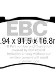 EBC 2017+ Kia Stinger 3.3L Twin Turbo Redstuff Rear Brake Pads